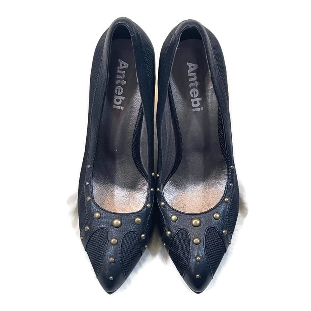 Antebi Black Gold Studded Heels